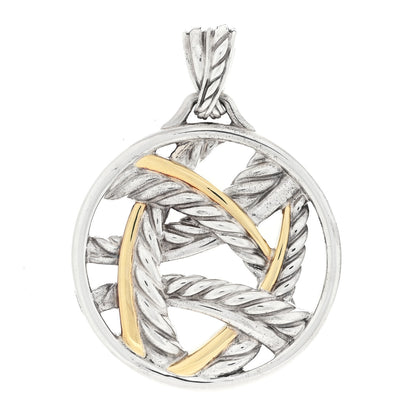 David Yurman Sterling Silver 18K Yellow Gold Papyrus Enhancer Pendant 1 of 4
