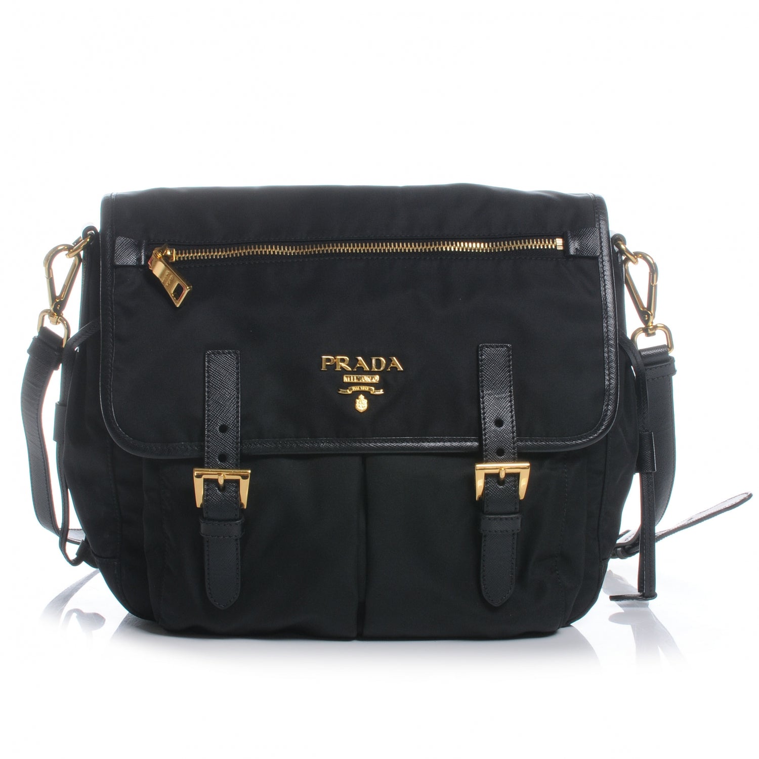 Prada Tessuto Nylon Messenger Bag Black 1 of 9