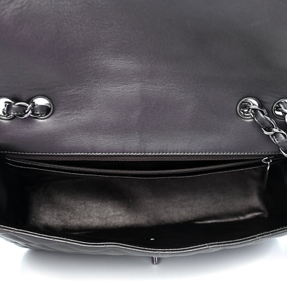 Chanel Metallic Lambskin Quilted Jumbo Single Flap Dark Grey 4 of 8