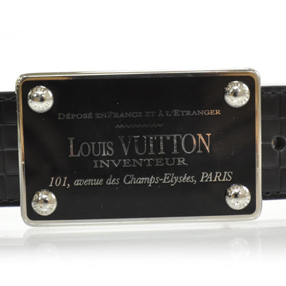 Louis Vuitton Calfskin Damier Embossed Inventeur Reversible Belt 95 38 5 of 5