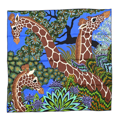 Hermes Silk The Three Graces Scarf 90 Bleu Vif Marron Vert 1 of 6