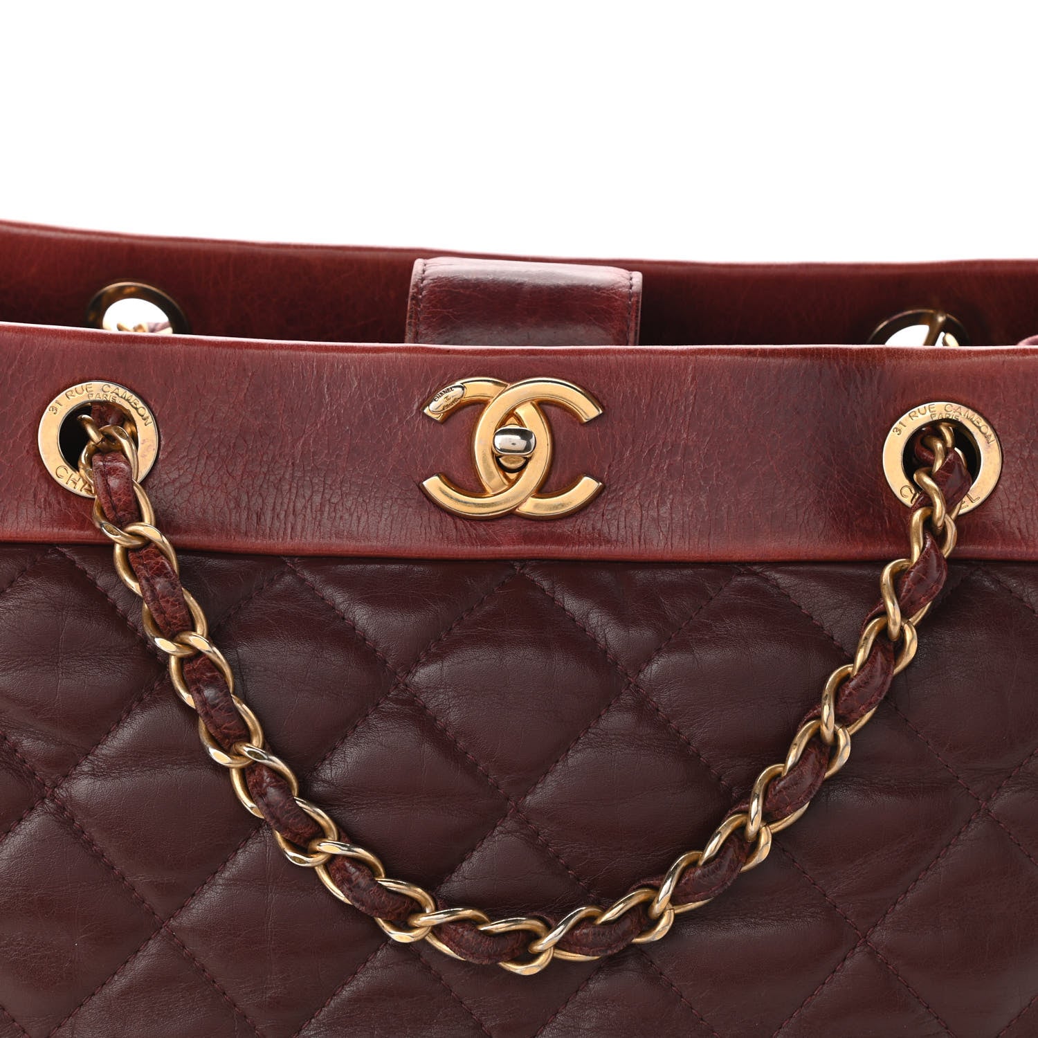 Chanel Calfskin Quilted Medium Soft Elegance Tote Burgundy 14 of 19