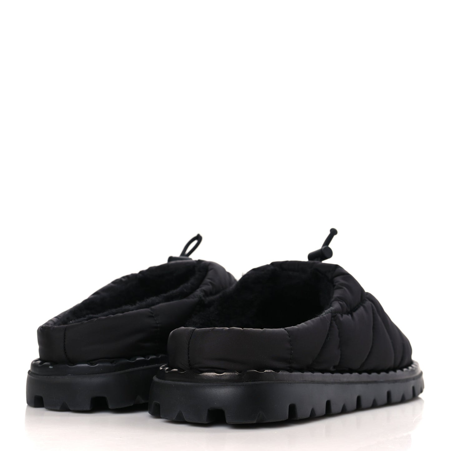 Re-Nylon Piuma Triangle Logo Padded Drawcord Rush 20mm Slippers 39.5 Black