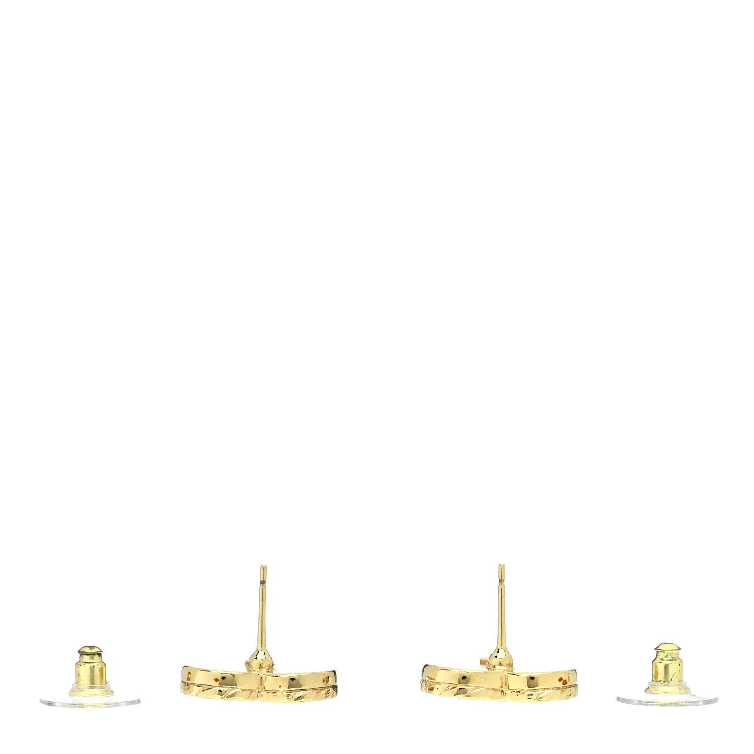 Chanel Metal Enamel CC Denim Heart Earrings Gold Blue 3 of 5