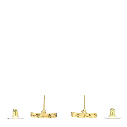 Chanel Metal Enamel CC Denim Heart Earrings Gold Blue 3 of 5