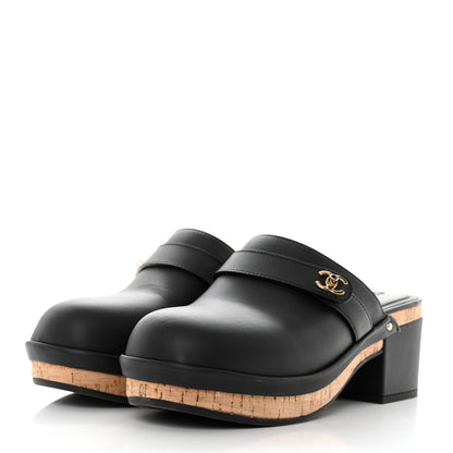 Chanel Calfskin CC Turn Lock Clogs 39 Black 3 of 7