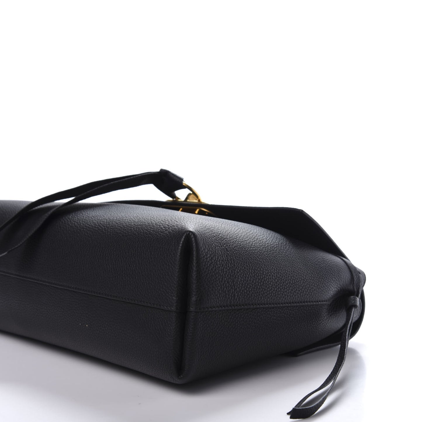 Pebbled Calfskin Large VRing Chain Shoulder Bag Black