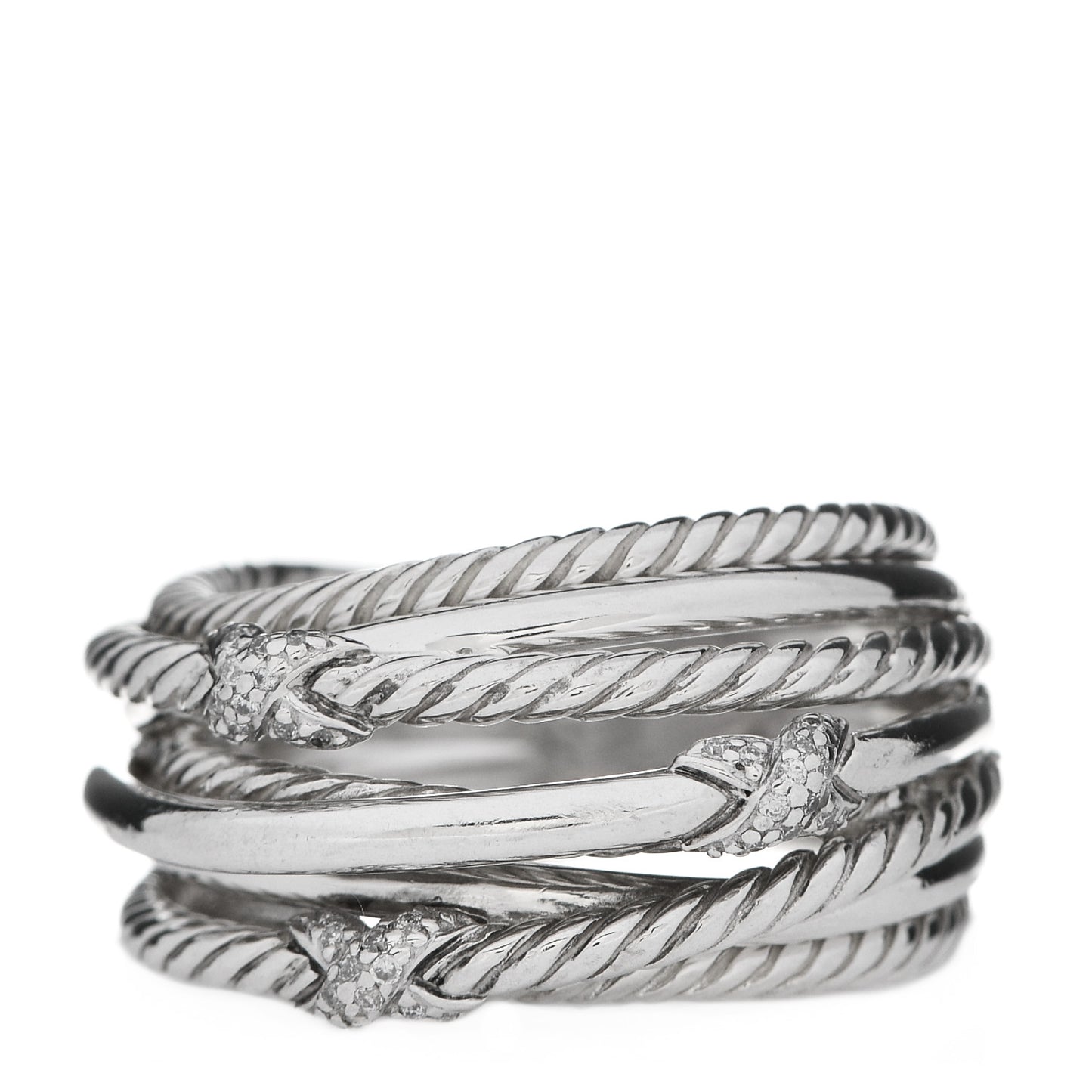 Sterling Silver Diamond Triple X Crossover Ring 54 7