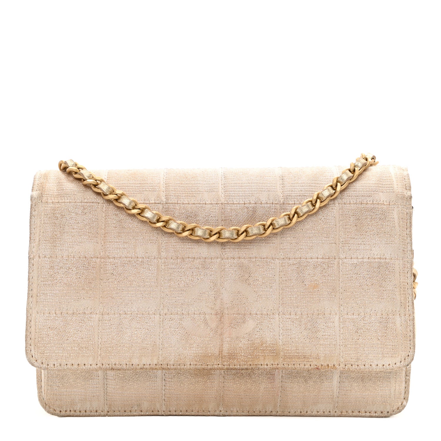 Chanel Nylon Travel Wallet On Chain WOC Metallic Gold 1 of 13