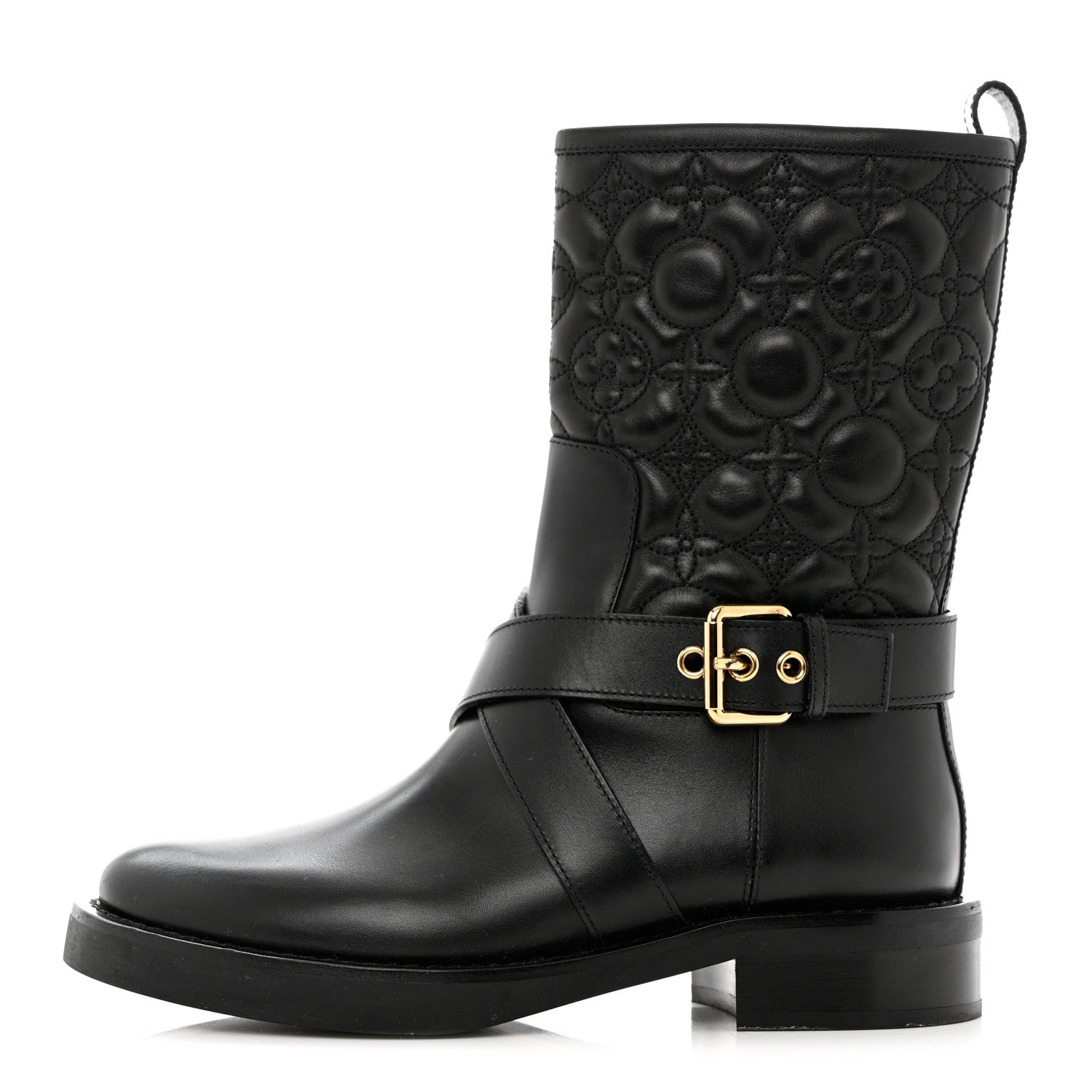 Louis Vuitton Calfskin Embossed Monogram Rebellion Half Boots 37.5 Black 1 of 13