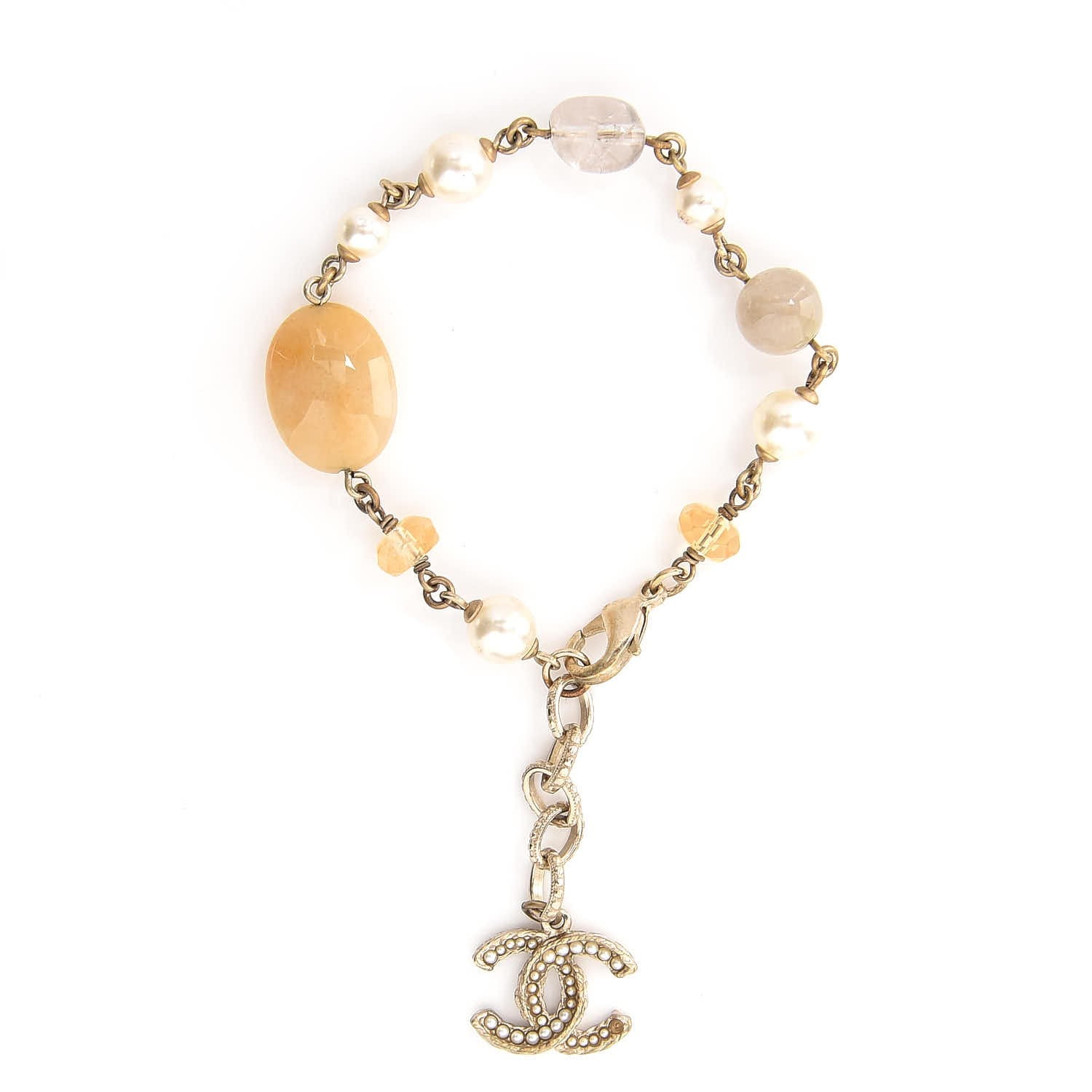 Chanel Pearl Beaded CC Bracelet Gold 1 of 4