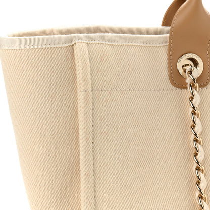 Chanel Canvas Pearl Medium Deauville Tote Ecru Beige 14 of 15