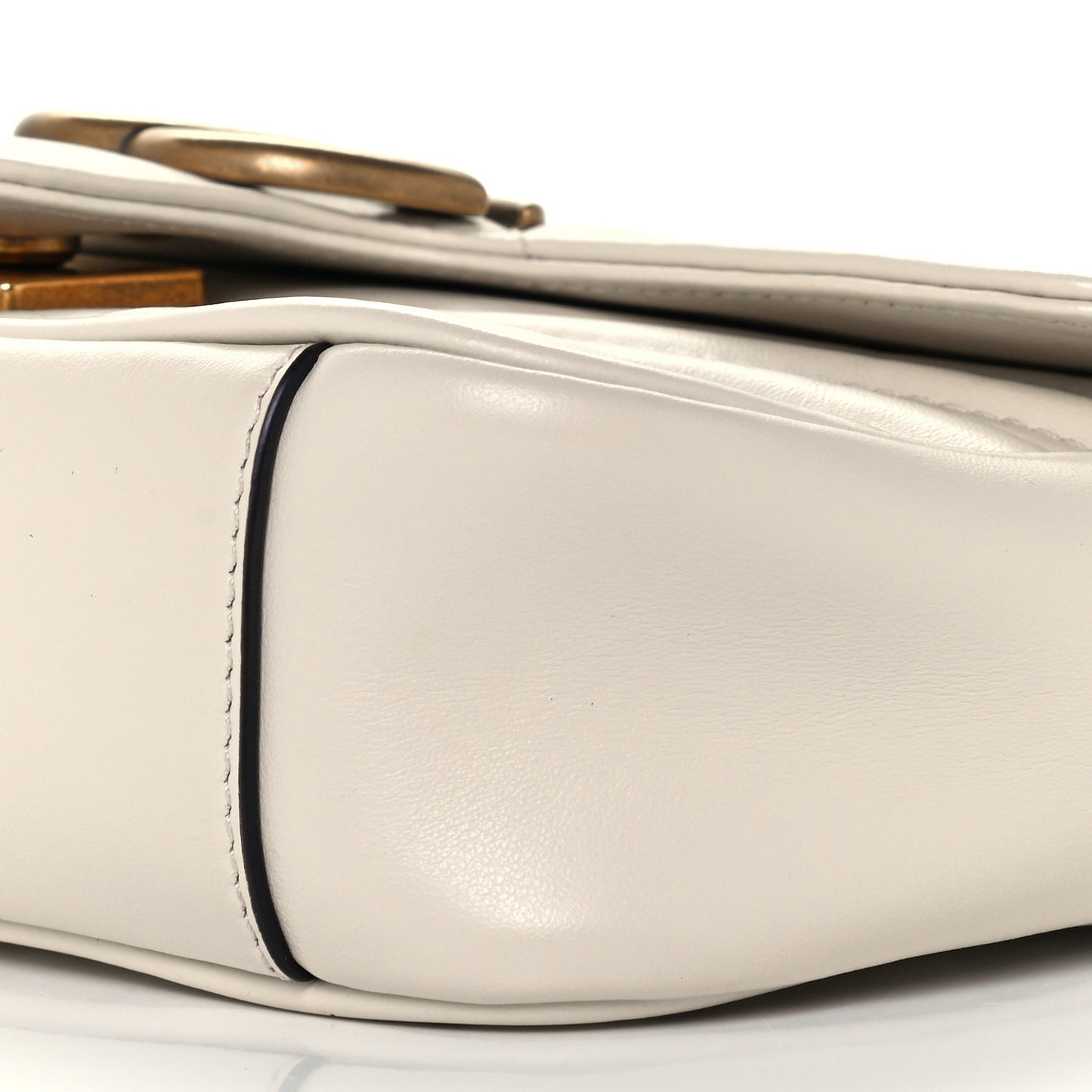 Calfskin Matelasse Mini GG Marmont Shoulder Bag White