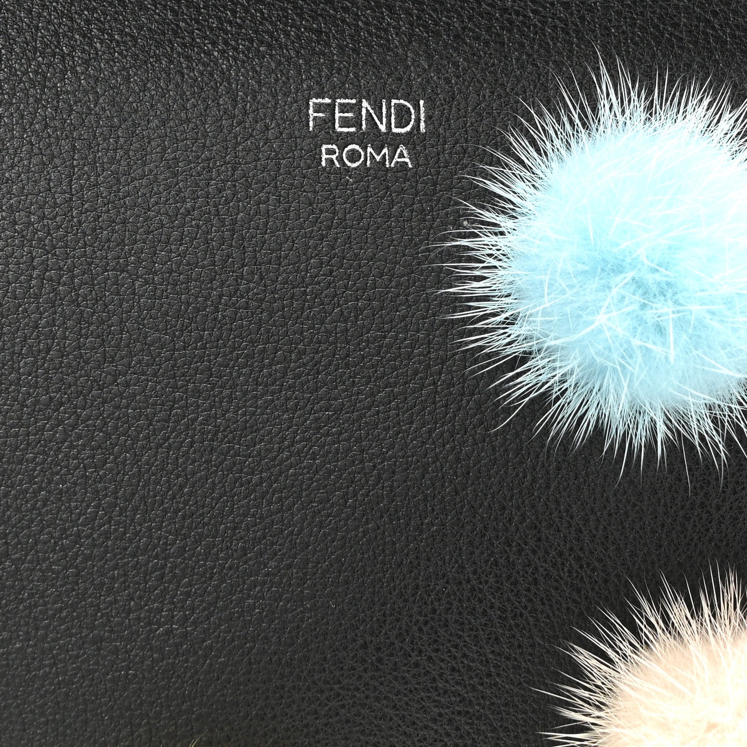 Fendi Vitello Dolce Mink Fur Pom Pom Medium By The Way Boston Bag Black Multicolor 8 of 10