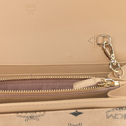MCM Visetos Calfskin Large Patricia Wallet On Chain Beige 10 of 10