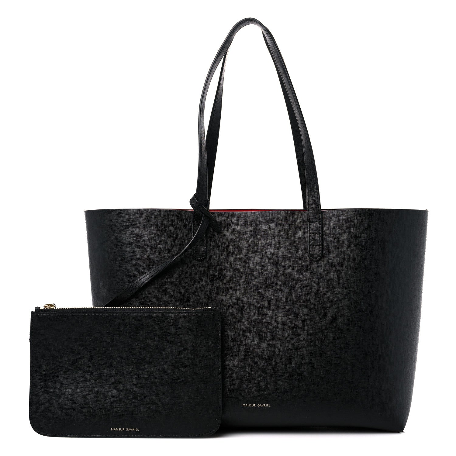 Mansur Gavriel Saffiano Large Shopping Tote Black Flamma 1 of 17