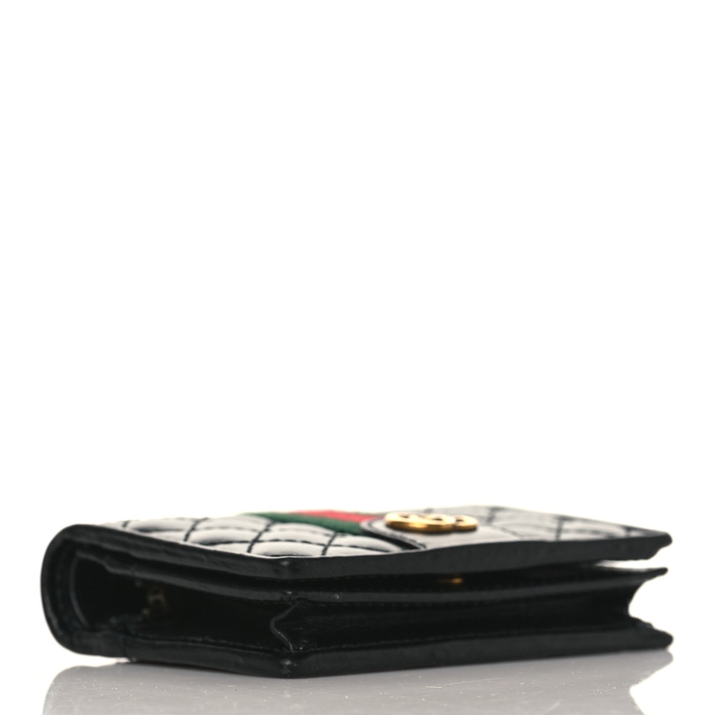 Calfskin Web Trapuntata GG Marmont Card Case Wallet Black