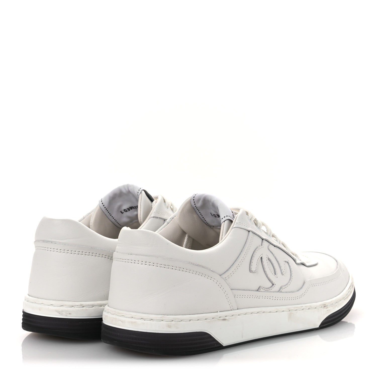 Chanel Calfskin CC Womens Sneakers 38 White Black 5 of 13
