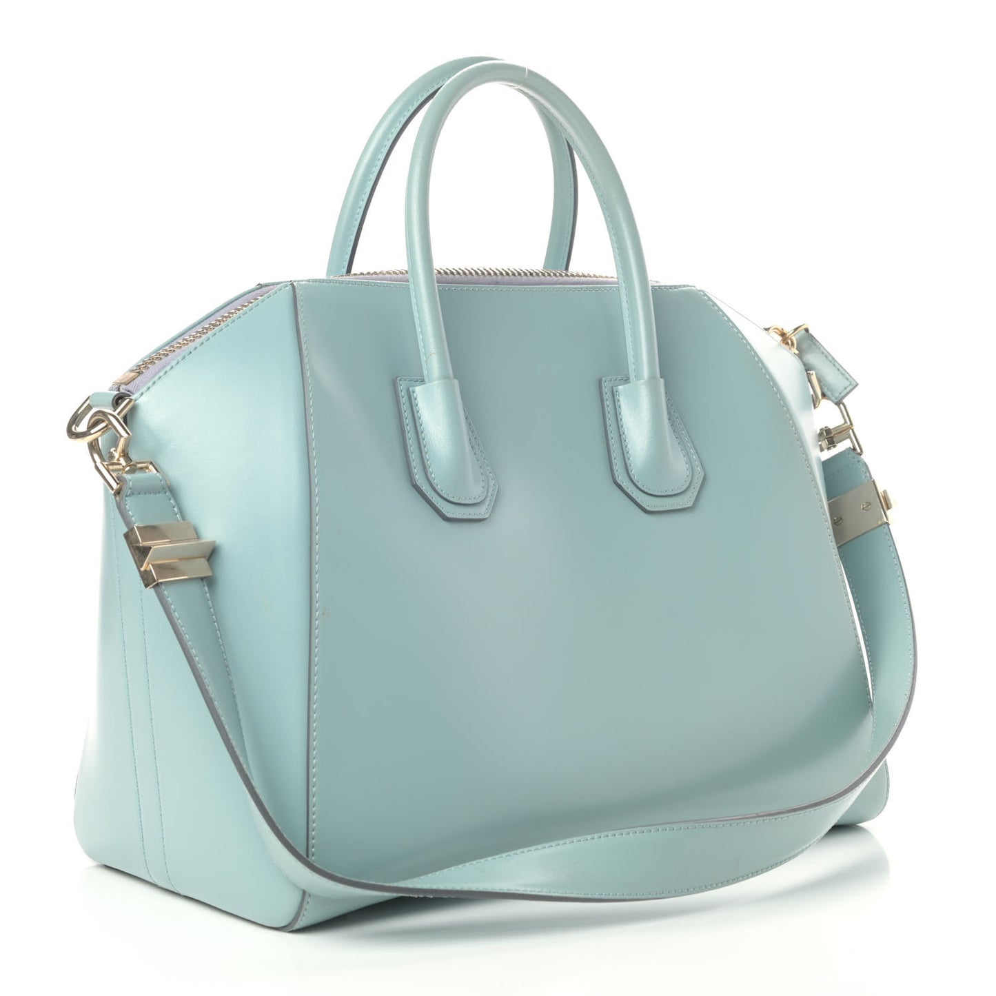 Shiny Lord Calfskin Medium Antigona Light Blue