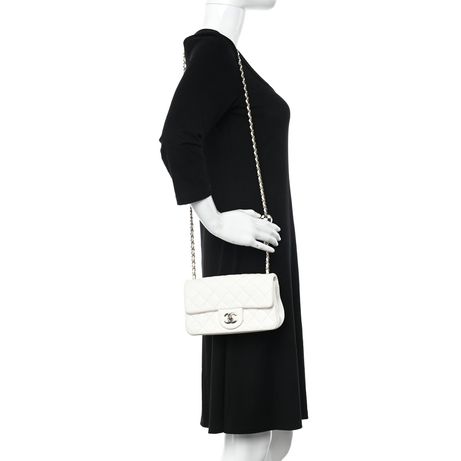 Chanel Lambskin Quilted Enamel Mini Rectangular Pearl Crush Flap White 2 of 11