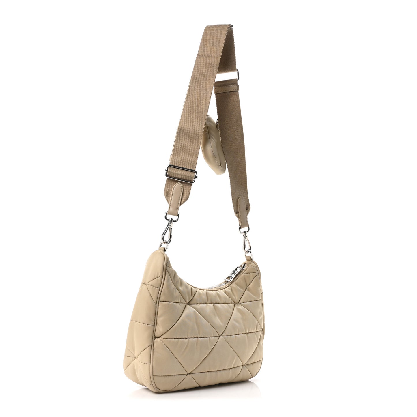 Re-Nylon Triangle Quilted Padded Patchwork System Shoulder Bag Deserto