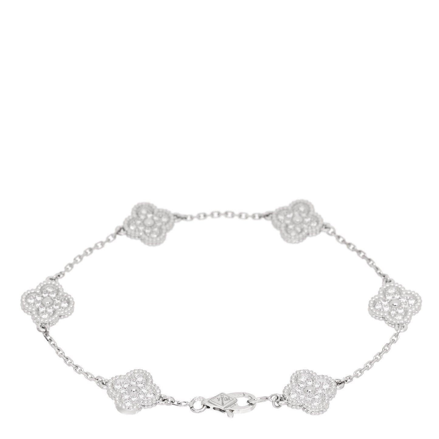 18K White Gold Diamond 6 Motifs Sweet Alhambra Bracelet