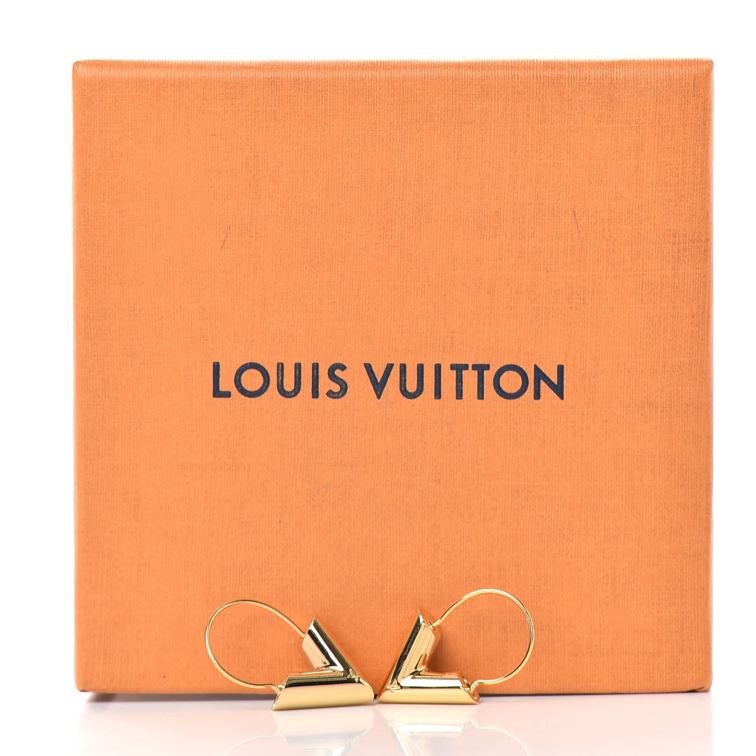 Louis Vuitton Brass Essential V Hoop Earrings Gold 4 of 4