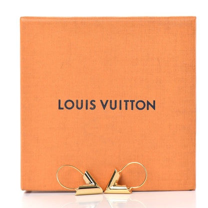 Louis Vuitton Brass Essential V Hoop Earrings Gold 4 of 4