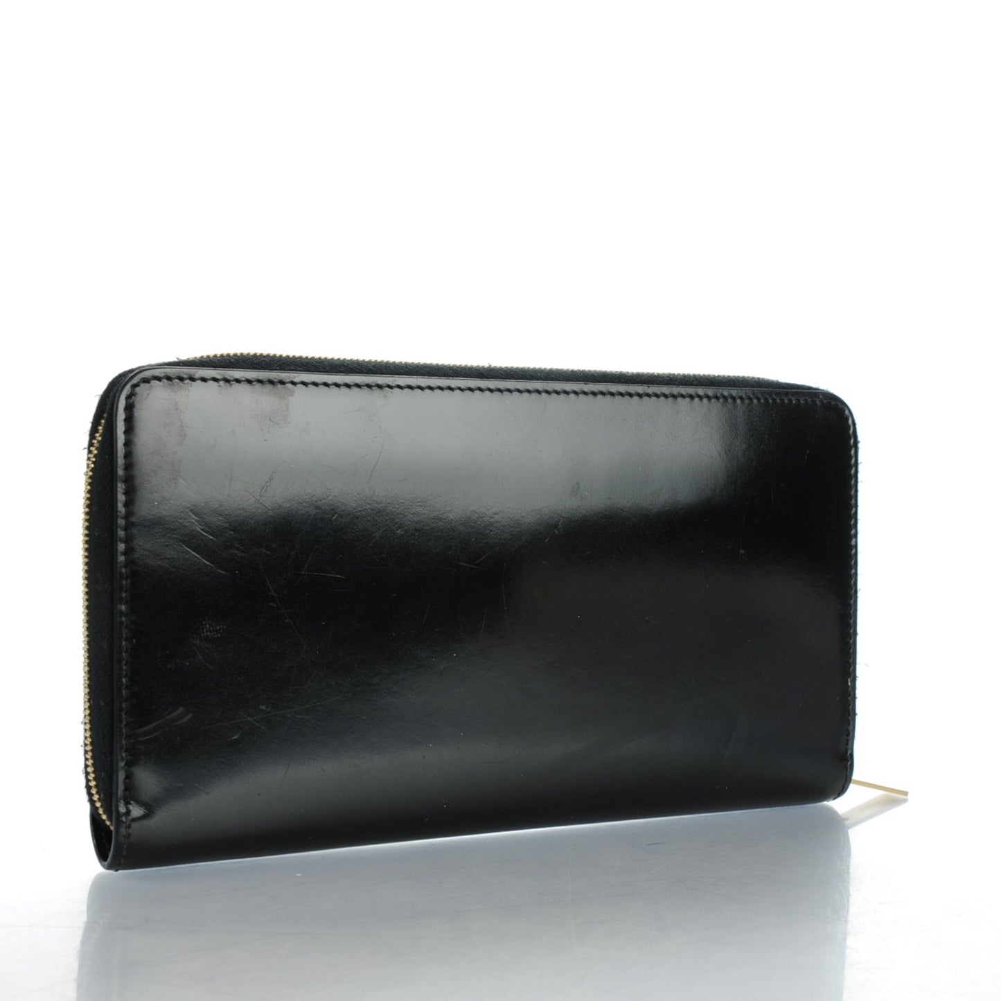 Spazzolato Calfskin Large Zip Around Multifunction Wallet Black