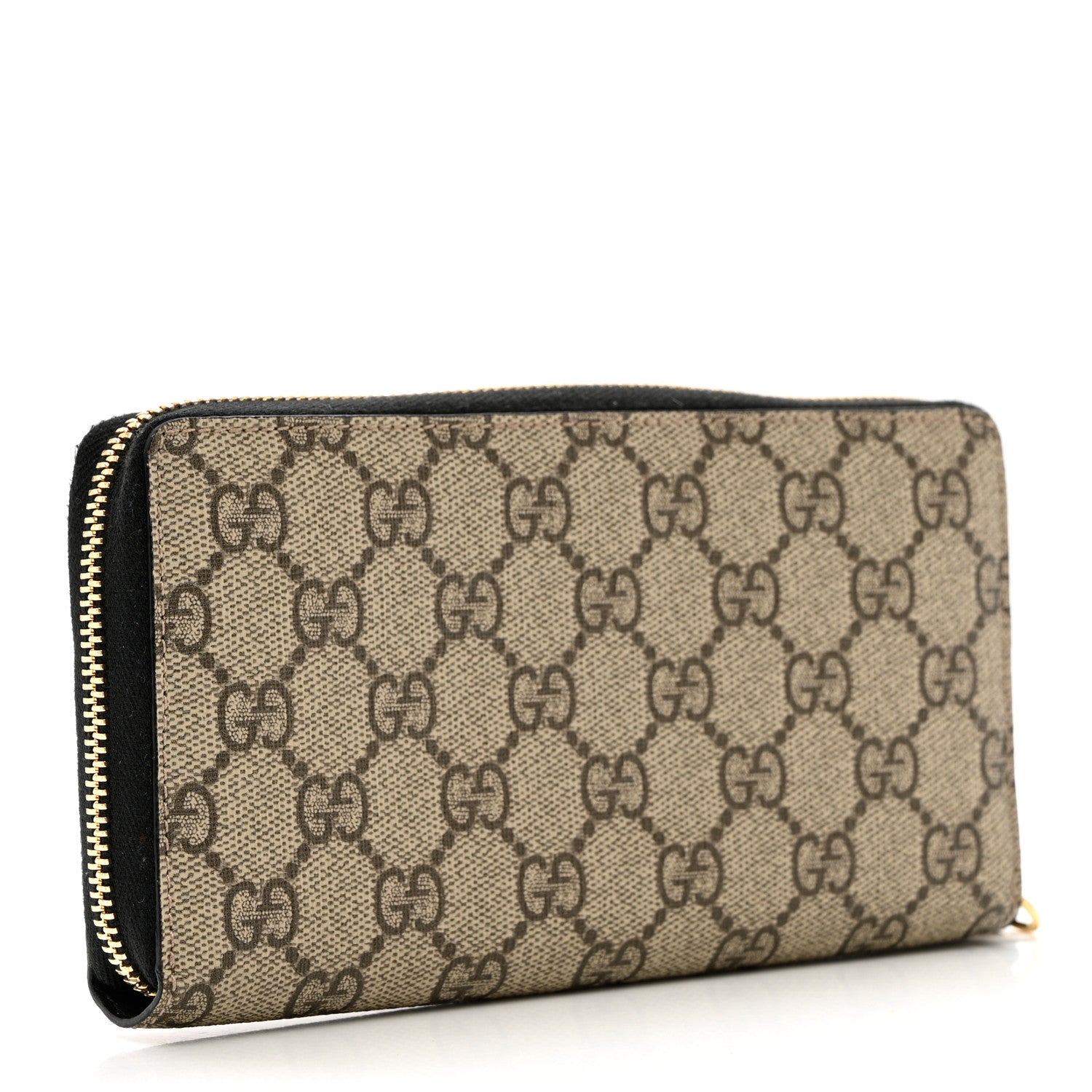 Gucci Dollar Calfskin GG Supreme Monogram GG Marmont Zip Around Wallet Black Beige Ebony 3 of 7