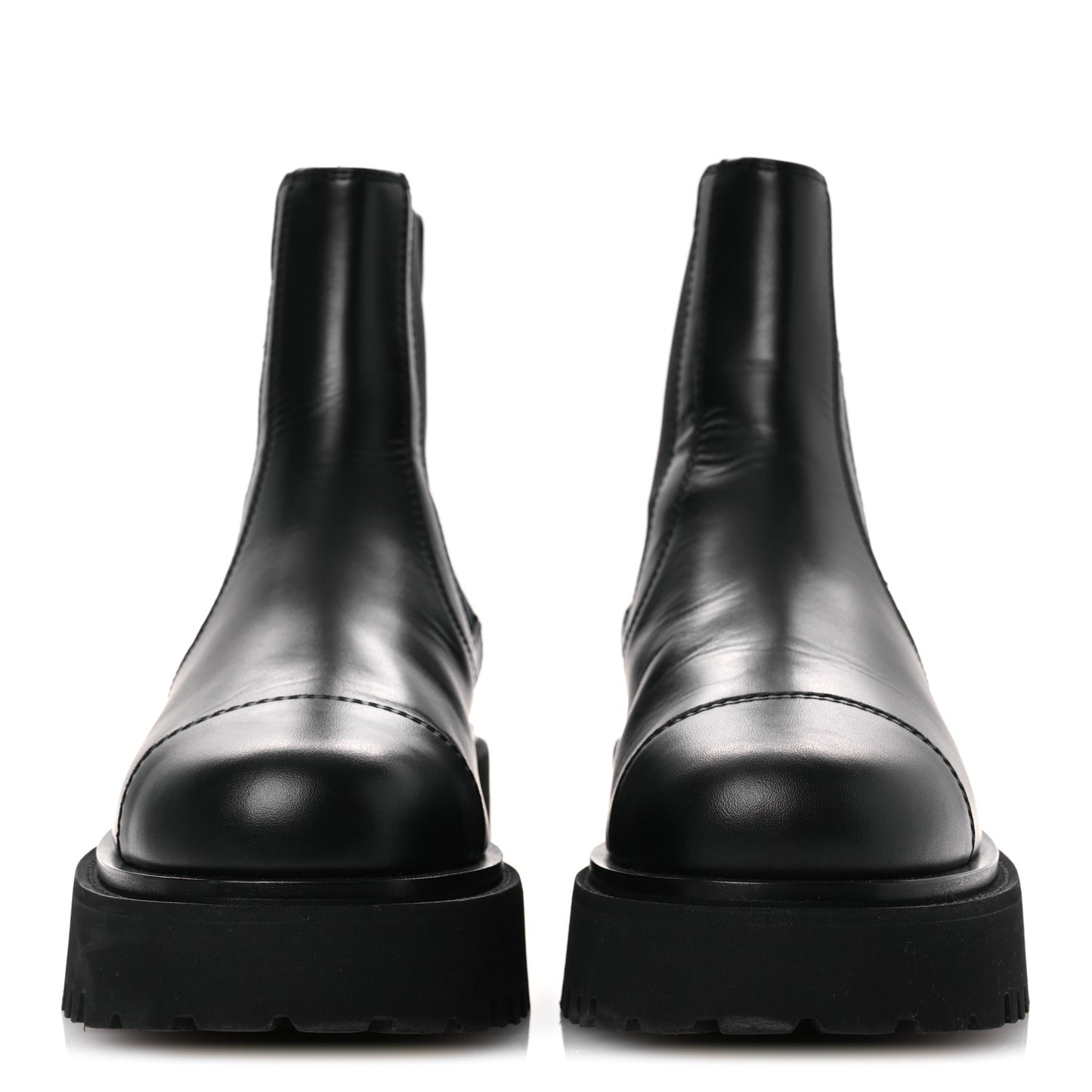 Calfskin Cap Toe CC Short Boots 36 Black