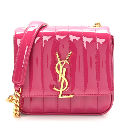 Saint Laurent Patent Calfskin Matelasse Monogram Small Vicky Chain Bag Bubblegum 1 of 9