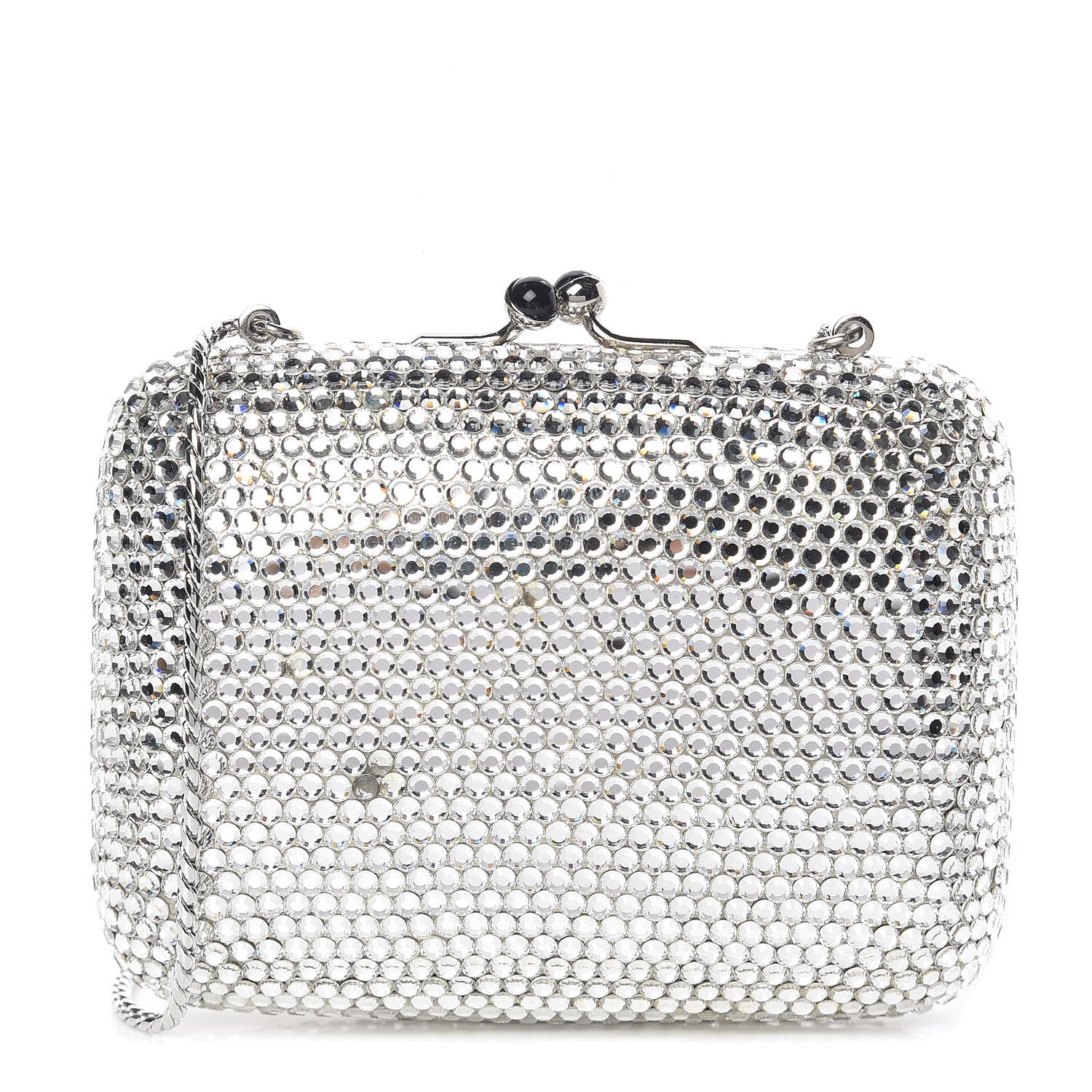 Judith Leiber Swarovski Crystal Minaudiere Clutch Silver 1 of 7