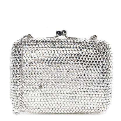 Judith Leiber Swarovski Crystal Minaudiere Clutch Silver 1 of 7