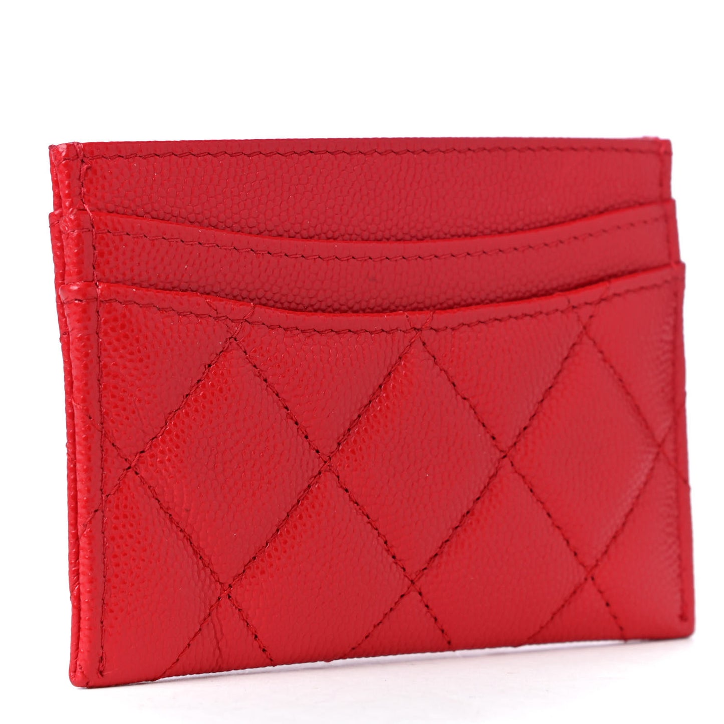 Caviar Quilted Card Holder Red