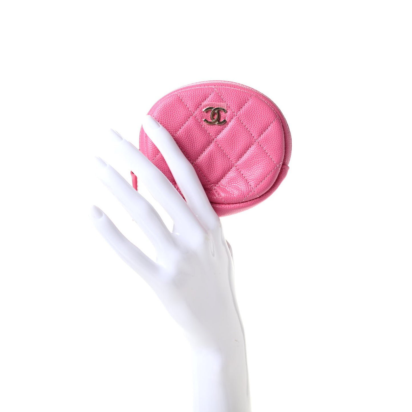 Caviar Quilted Zip Around Classic Coin Purse Pink