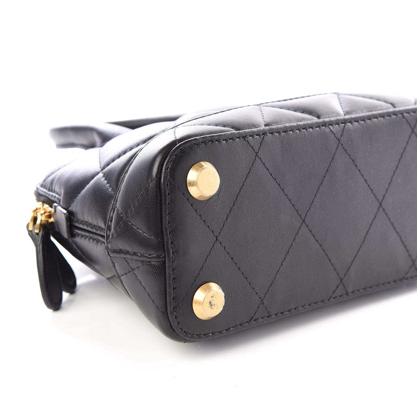 Nappa Calfskin Quilted XXS Ville Top Handle Bag Black