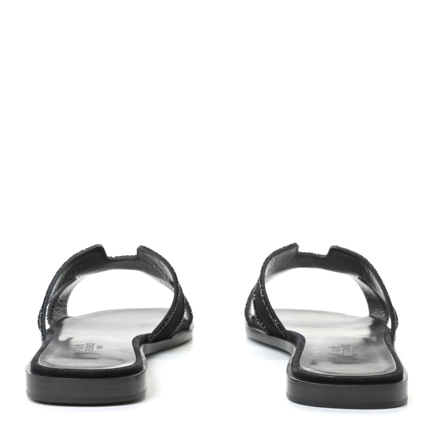 Hermes Suede Goatskin Crystal Oran Sandals 38 Black 5 of 13