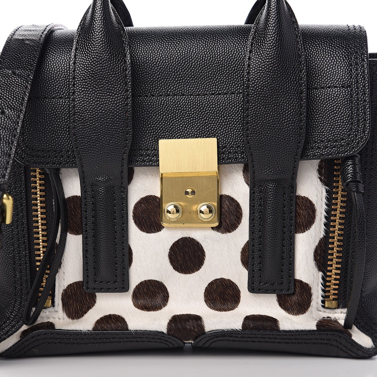 3.1 Calf Hair Polka Dot Mini Pashli Satchel Black