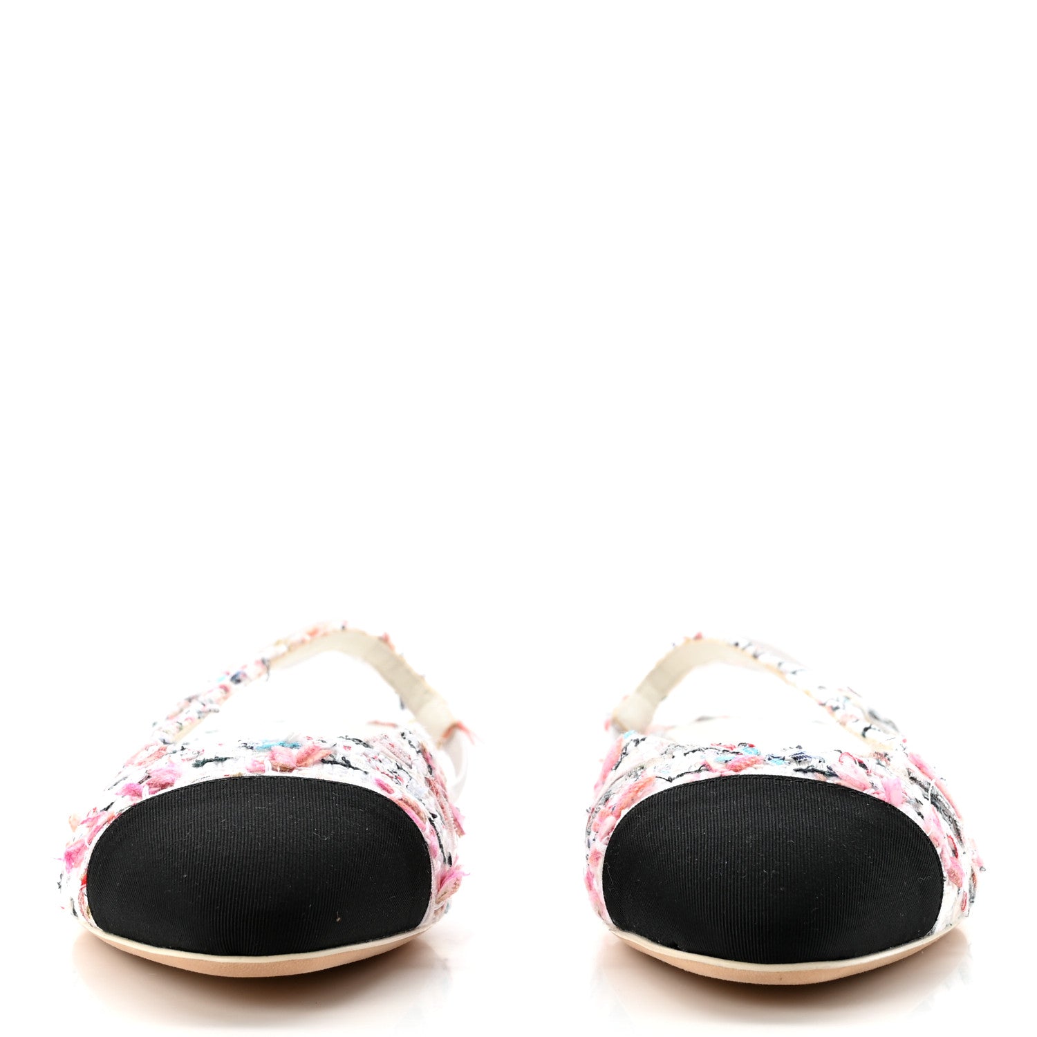 Chanel Tweed Grosgrain Cap Toe CC Slingback Flat 36.5 Pink Multicolor 2 of 9