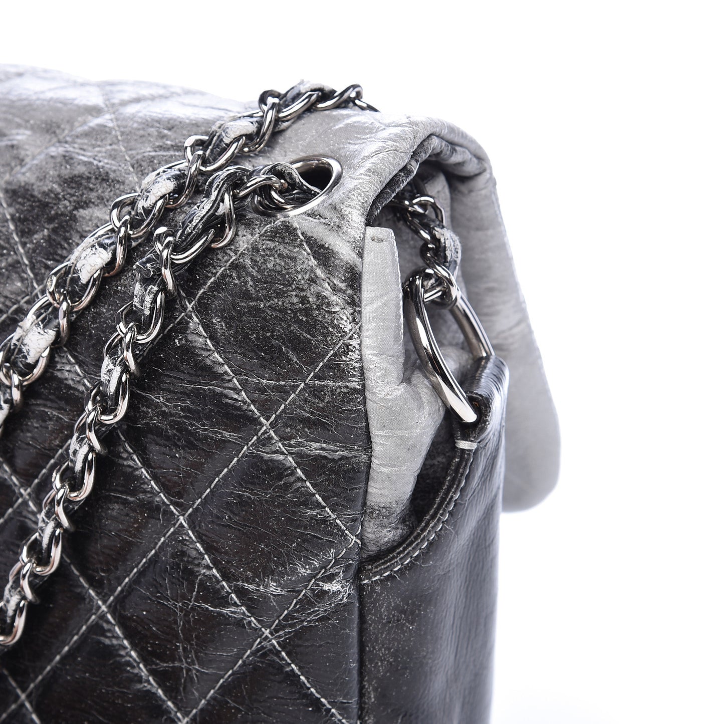 Vinyl Quilted Jumbo Melrose Degrade Flap Black