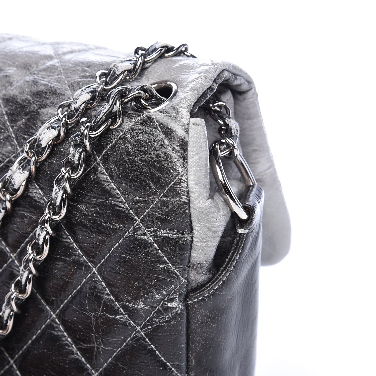 Chanel Vinyl Quilted Jumbo Melrose Degrade Flap Black 14 of 19