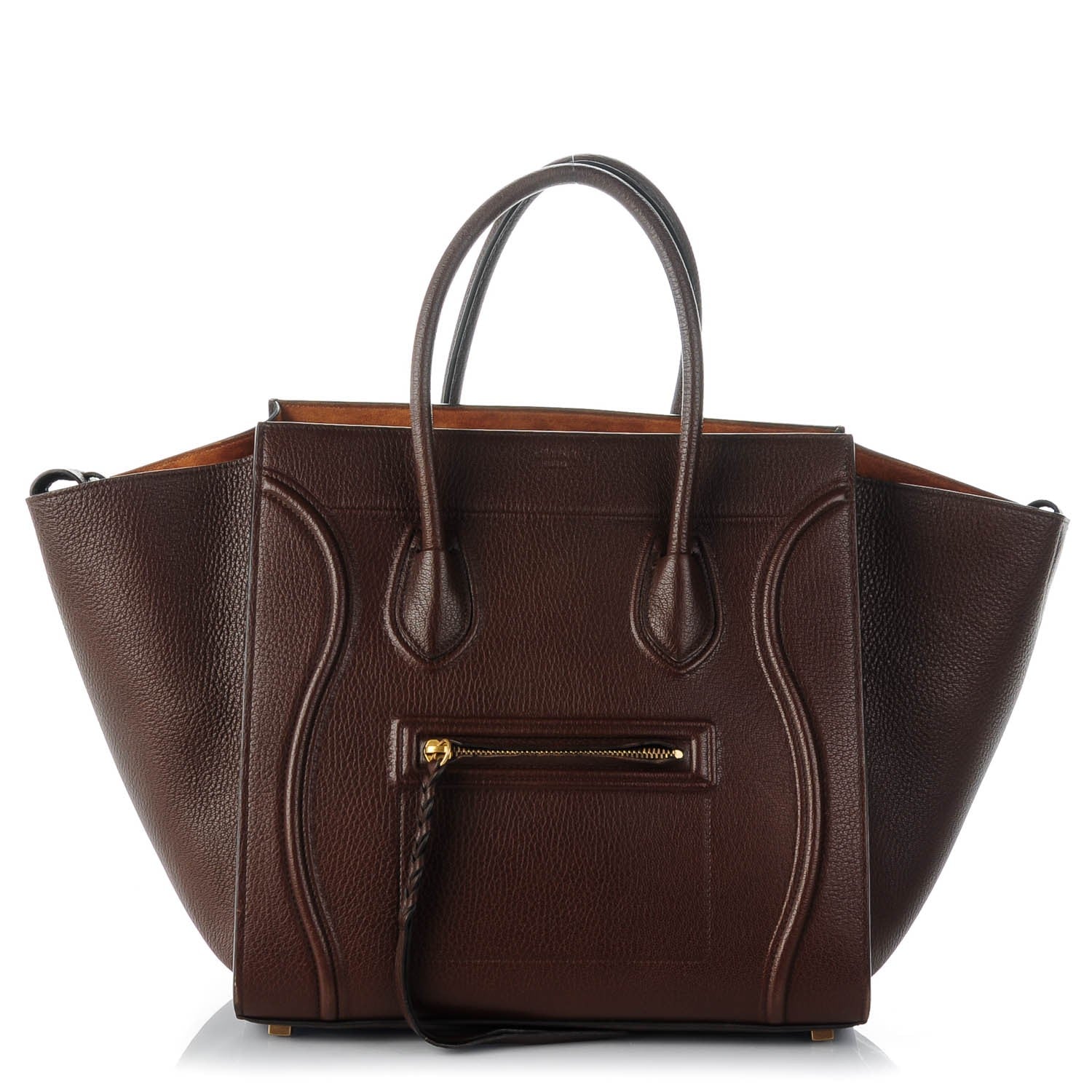 Celine Shiny Grained Calfskin Medium Phantom Luggage Brown 1 of 8