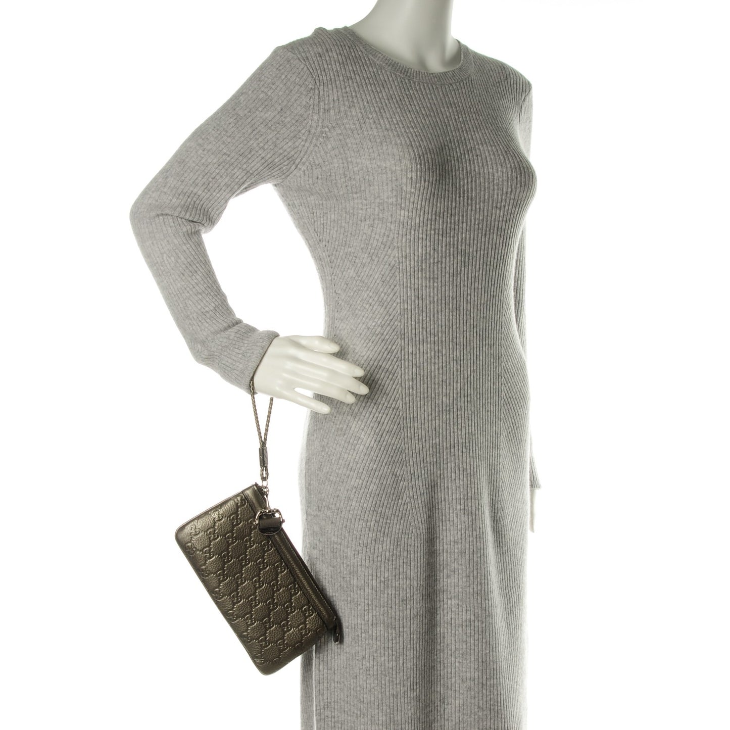 Guccissima Horsebit Detail Wristlet Pewter