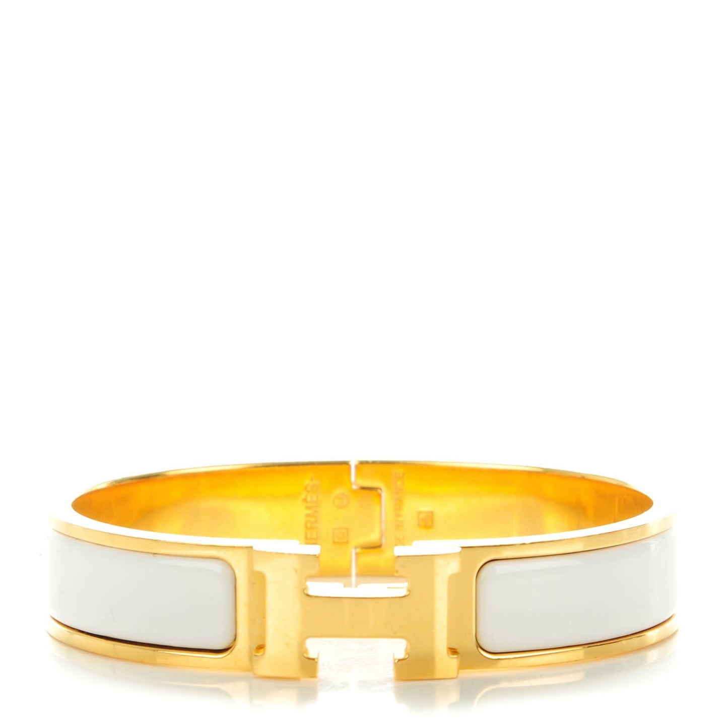 Enamel Narrow Clic Clac H Bracelet PM White