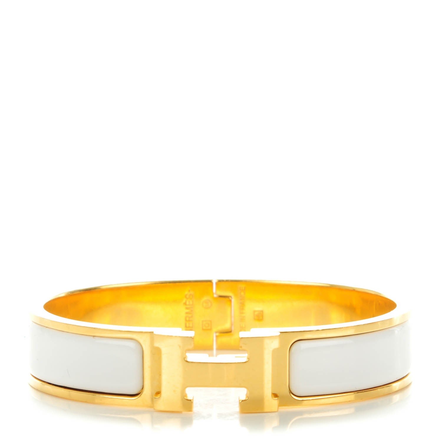 Hermes Enamel Narrow Clic Clac H Bracelet PM White 1 of 5