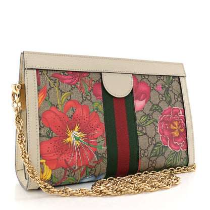 Gucci GG Supreme Monogram Flora Web Small Ophidia Chain Shoulder Bag White 3 of 12