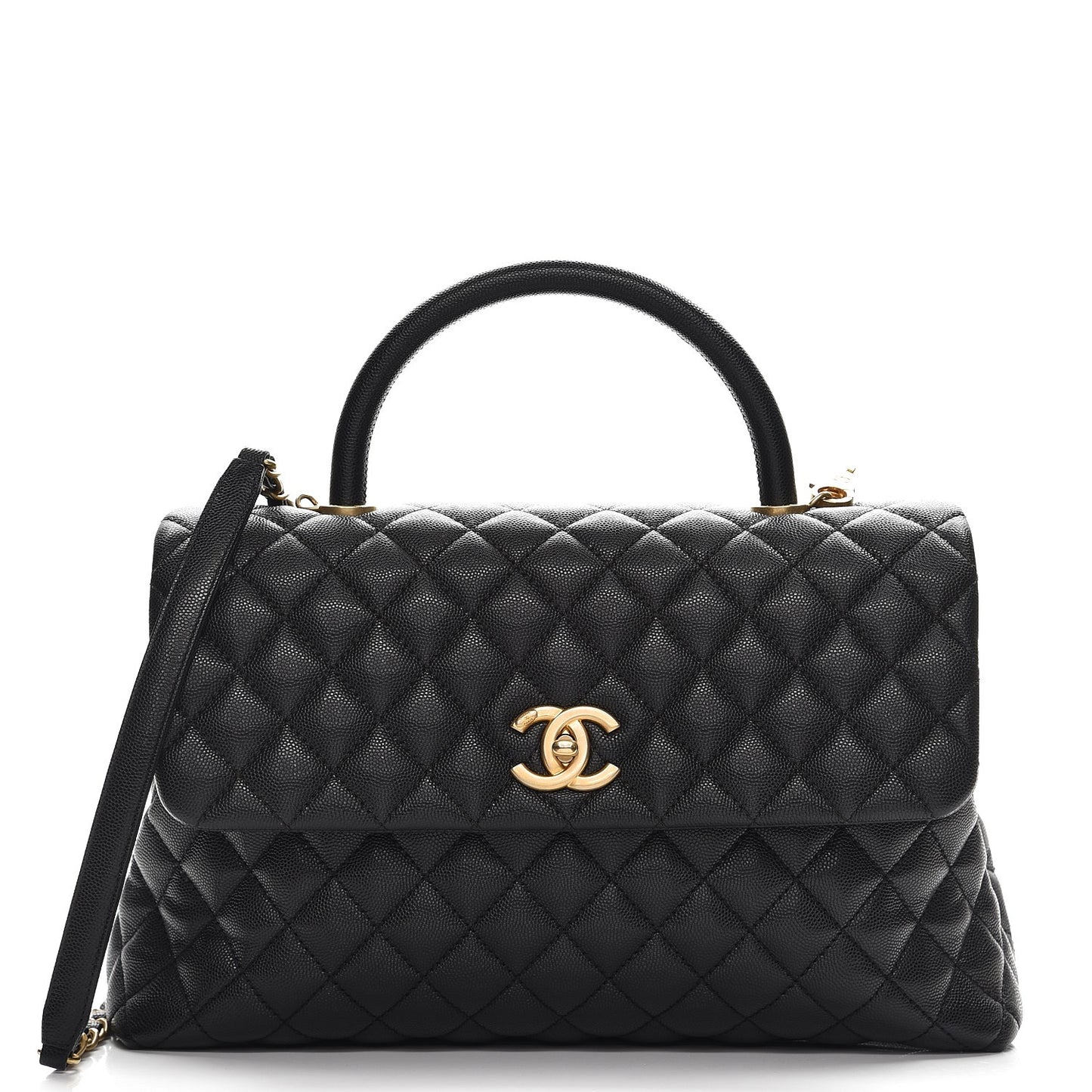 Caviar Quilted Medium Coco Handle Flap Black