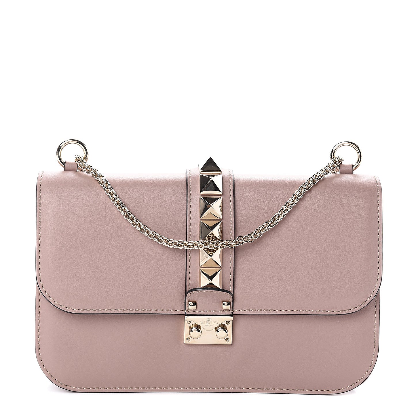 Vitello Medium Glam Lock Rockstud Flap Poudre