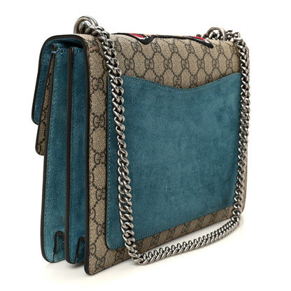 Gucci GG Supreme Monogram Angry Cat Embroidered Medium Dionysus Shoulder Bag Beige Ultramarine 3 of 12